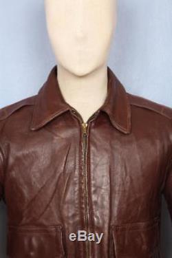 Stunning Vtg 40s Russet Brown HORSEHIDE Flight Motorcycle Leather Jacket Small
