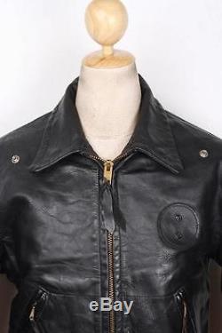 Stunning Vtg 50s HUB SCHNEIDER'S Horsehide Leather CHP POLICE Motorcycle Jacket