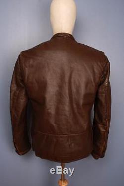 Stunning Vtg 60s BROOKS Steerhide Leather Cafe Racer Motorcycle Jacket Large