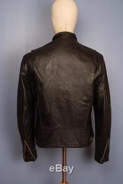 Stunning Vtg 60s STEERHIDE Cafe Racer Leather Motorcycle Jacket Medium