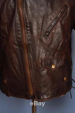 Stunning Vtg SCHOTT PERFECTO 115 Brown Leather Motorcycle Jacket 42