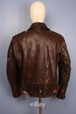 Stunning Vtg SCHOTT PERFECTO 115 Brown Leather Motorcycle Jacket 42