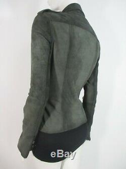 Stunning Women All Saints Damson Leather Jacket Draped Biker Grey Green 10 £295