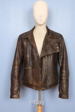 Sublime Vtg 1930s British AVIATOR Motorcycle Sports HORSEHIDE Leather Jacket