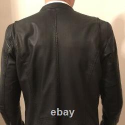 Super leather jacket men brown Large (fits like M) Genuine Leather $349 Retail