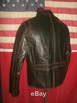 Superb Men's ANDREW MARC Cafe Racer Motorcycle Cruiser Leather Jacket. Size S