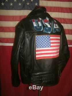 Superb Vintage CAL LEATHER CHP Motorcycle Brando Cruiser Jacket. Size 48-50