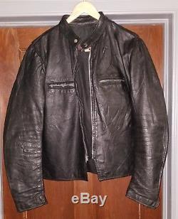 Superb Vtg BROOKS Leather Cafe Racer Motorcycle Jacket Black Medium