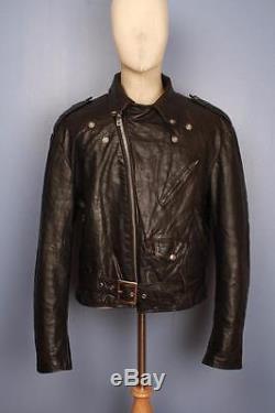 Superb Vtg SCHOTT PERFECTO Black Belted Leather Motorcycle Jacket Size 42