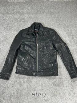 Superdry Leather Jacket Mens Large Black Motorcycle