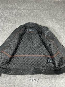 Superdry Leather Jacket Mens Large Black Motorcycle