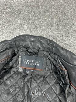 Superdry Leather Jacket Mens Large Black Motorcycle