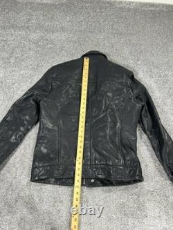 Superdry Leather Jacket Mens Large Black Motorcycle