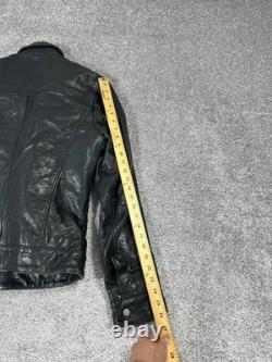 Superdry Leather Jacket Mens Large Black Motorcycle