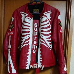 Supreme x Vanson Leather Bones Jacket Size L Rare From JAPAN