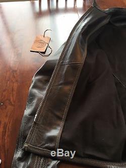 THEDI LEATHERS Horsehide Brown Cafe Racer Jacket size 46 with Tags