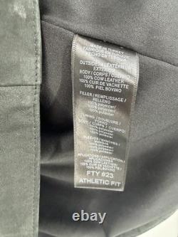 THURSDAY Black Suede Leather Biker Jacket Men's XL Athletic Fit Band Collar