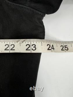 THURSDAY Black Suede Leather Biker Jacket Men's XL Athletic Fit Band Collar