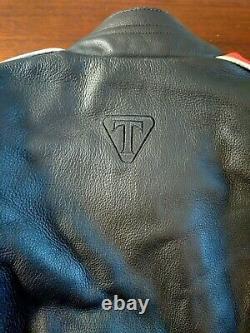 TRIUMPH Triple Connection Black And Red Leather Armored jacket men's 40 US