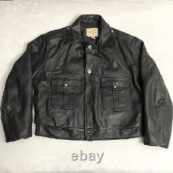 Taylors Leather Wear Jacket Police Size 44 Large Heavy Motorcycle Black USA Made