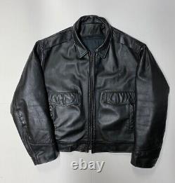 Taylors Leatherwear Leather Motorcycle Jacket Mens 50 XL Black USA with Liner