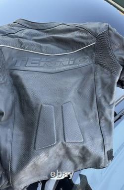 Teknic BLACK LEATHER Motorcycle Jacket size 42 Padded Mesh Vented TASC riding