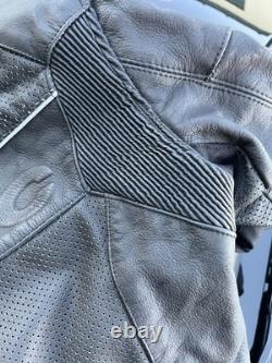 Teknic BLACK LEATHER Motorcycle Jacket size 42 Padded Mesh Vented TASC riding