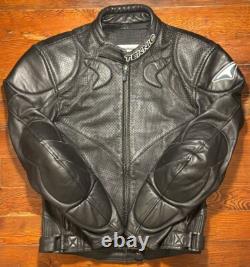 Teknic Black Padded Leather Motorcycle Motocross Racing Jacket Size 42/52