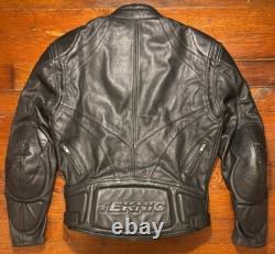Teknic Black Padded Leather Motorcycle Motocross Racing Jacket Size 42/52