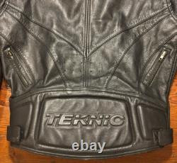 Teknic Black Padded Leather Motorcycle Motocross Racing Jacket Size 42/52