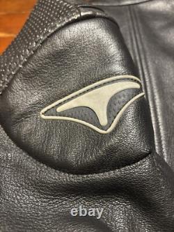 Teknic Black Padded Leather Motorcycle Motocross Racing Jacket Size 42/52
