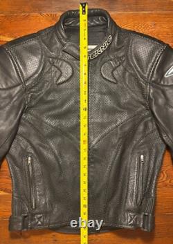 Teknic Black Padded Leather Motorcycle Motocross Racing Jacket Size 42/52