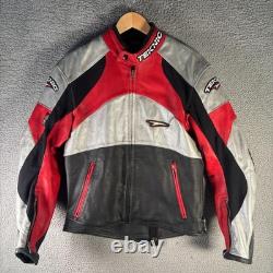 Teknic Leather Motorcycle Jacket Men's 40 Red Black Silver Racing Armor VTG