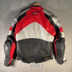 Teknic Leather Motorcycle Jacket Men's 40 Red Black Silver Racing Armor VTG