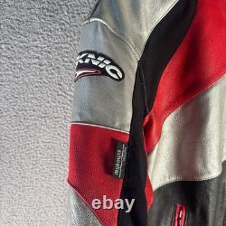 Teknic Leather Motorcycle Jacket Men's 40 Red Black Silver Racing Armor VTG