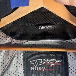 Teknic Leather Motorcycle Jacket Men's 40 Red Black Silver Racing Armor VTG