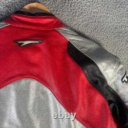 Teknic Leather Motorcycle Jacket Men's 40 Red Black Silver Racing Armor VTG