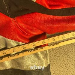 Teknic Leather Motorcycle Jacket Men's 40 Red Black Silver Racing Armor VTG