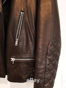 The Kooples Mens Black Leather Biker Jacket Shearling Collar Medium UK Rare