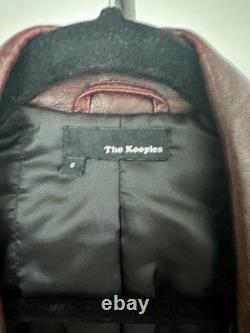 The Kooples Mens Small Leather Jacket Burgandy Motorcycle