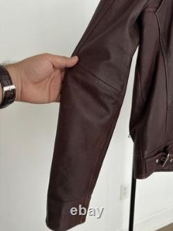 The Kooples Mens Small Leather Jacket Burgandy Motorcycle