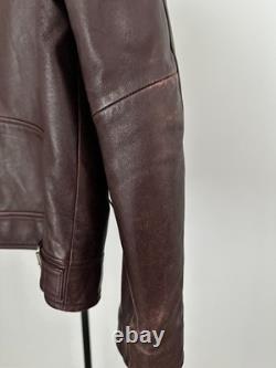 The Kooples Mens Small Leather Jacket Burgandy Motorcycle
