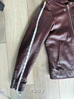The Kooples Mens Small Leather Jacket Burgandy Motorcycle