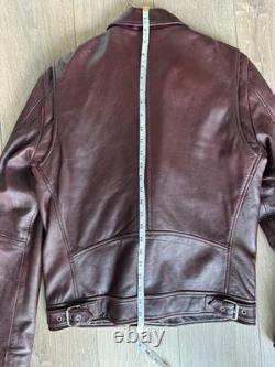 The Kooples Mens Small Leather Jacket Burgandy Motorcycle