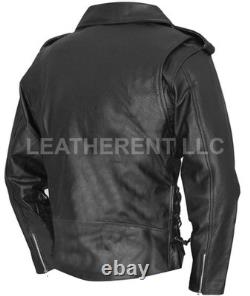The Terminator Arnold Movie Inspired Men Black Leather Biker Motorcycle Jacket