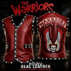 The Warriors Movie Real Leather Cosplay Costume Vest Biker Motorcycle Jacket