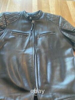 Thedi Buco J-100 Cafe Racer Black Horsehide Leather Jacket XL-US- 44/46