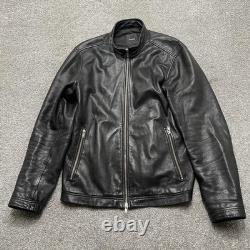 Theory Leather Jacket Mens Large Black Morvek Kelleher Zip Up Sheep Moto Coat