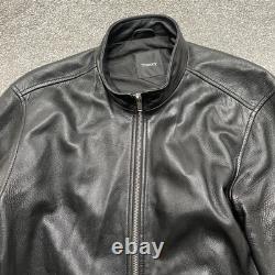 Theory Leather Jacket Mens Large Black Morvek Kelleher Zip Up Sheep Moto Coat