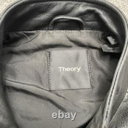 Theory Leather Jacket Mens Large Black Morvek Kelleher Zip Up Sheep Moto Coat